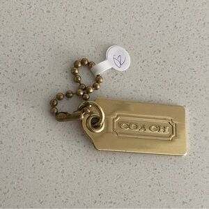 Coach small Brass Hang tag Bag charm keychain FOB